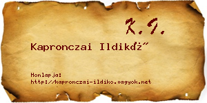 Kapronczai Ildikó névjegykártya